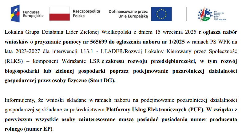 Lider Zielonej Wielkopolski ogłasza nabory wniosków